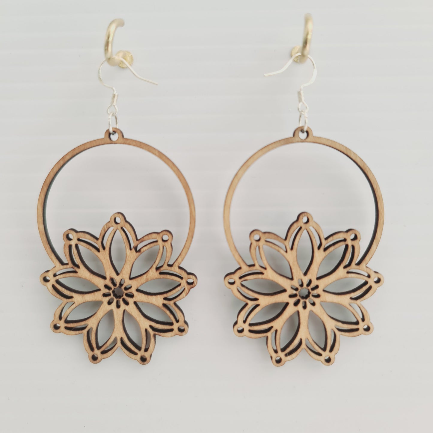 Flower on Hoop Earrings - Light