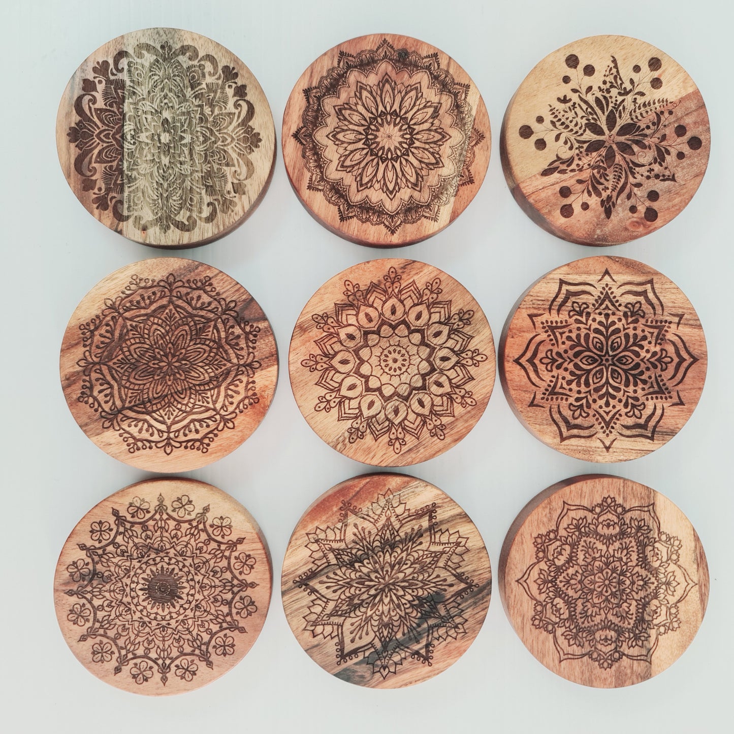 Mandala Coaster - Acacia Wood