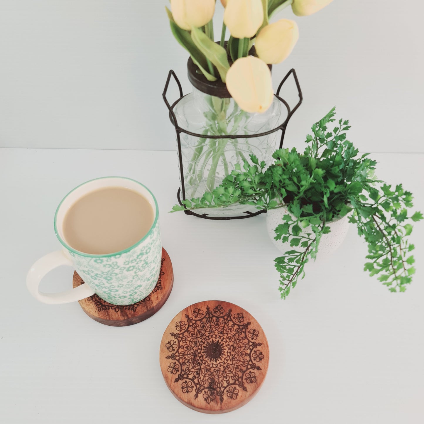 Mandala Coaster - Acacia Wood