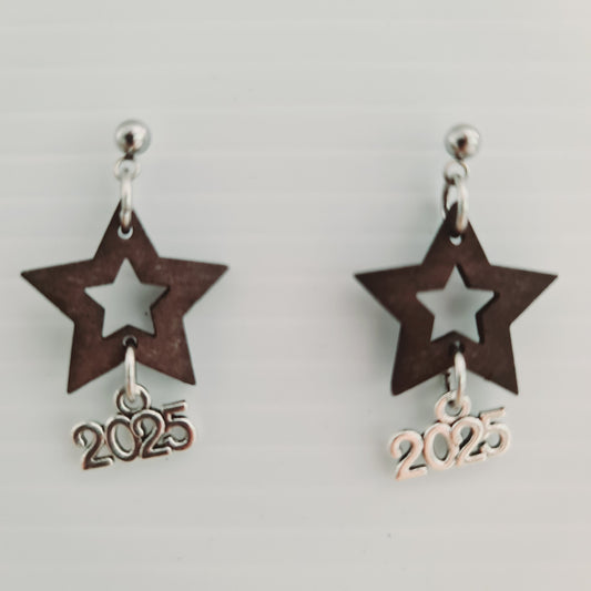 Open Star 3 Earrings "New Year 2025"