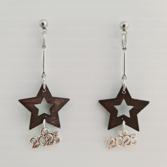 Open Star 2 Earrings "New Year 2025"