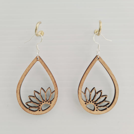 Teardrop Half Flower Earrings - Light