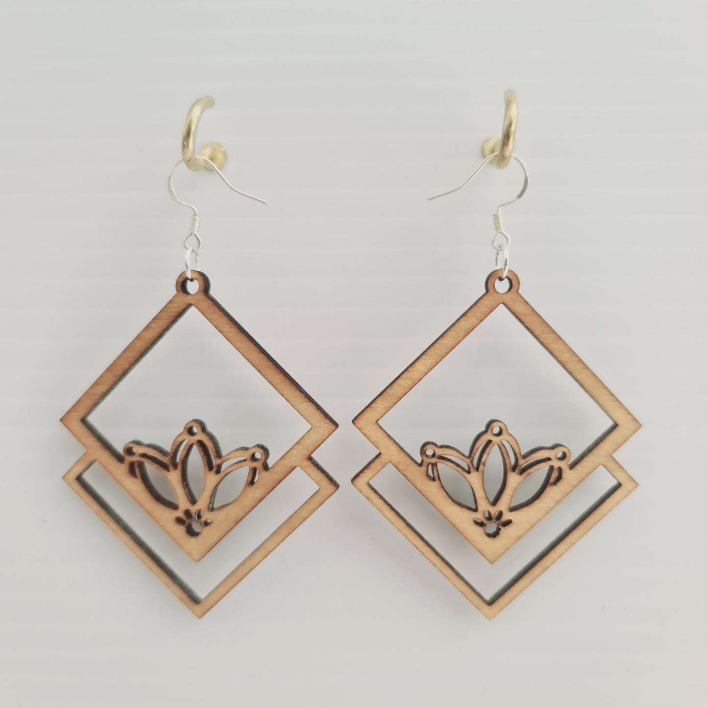 Half Flower Square Earrings - Light