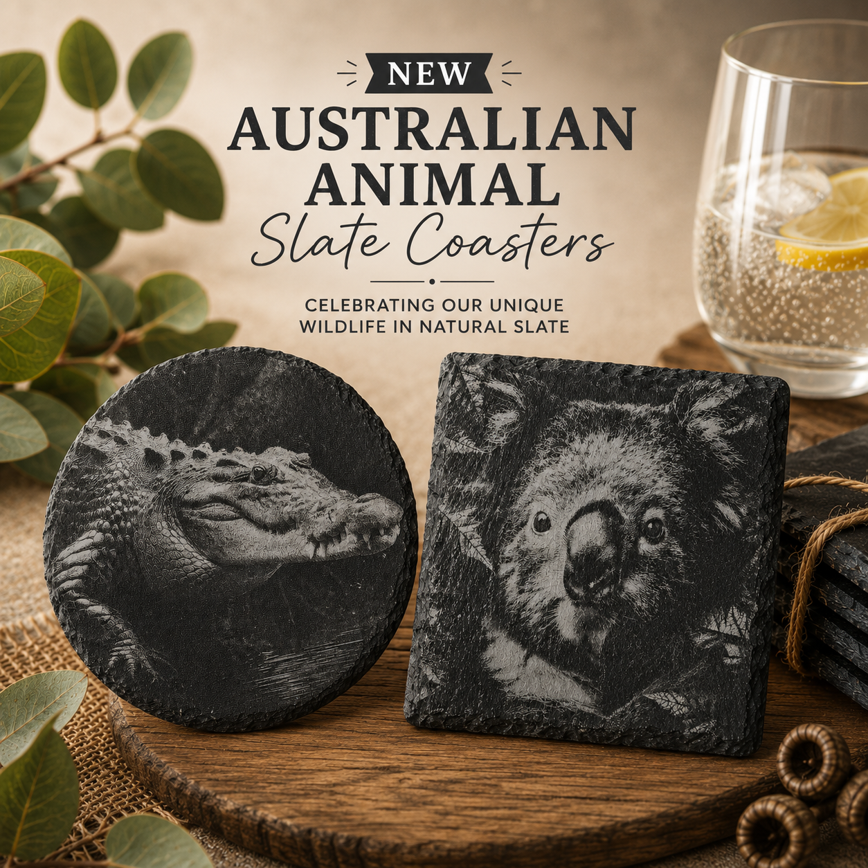 Australian Animal Coasters - Slate